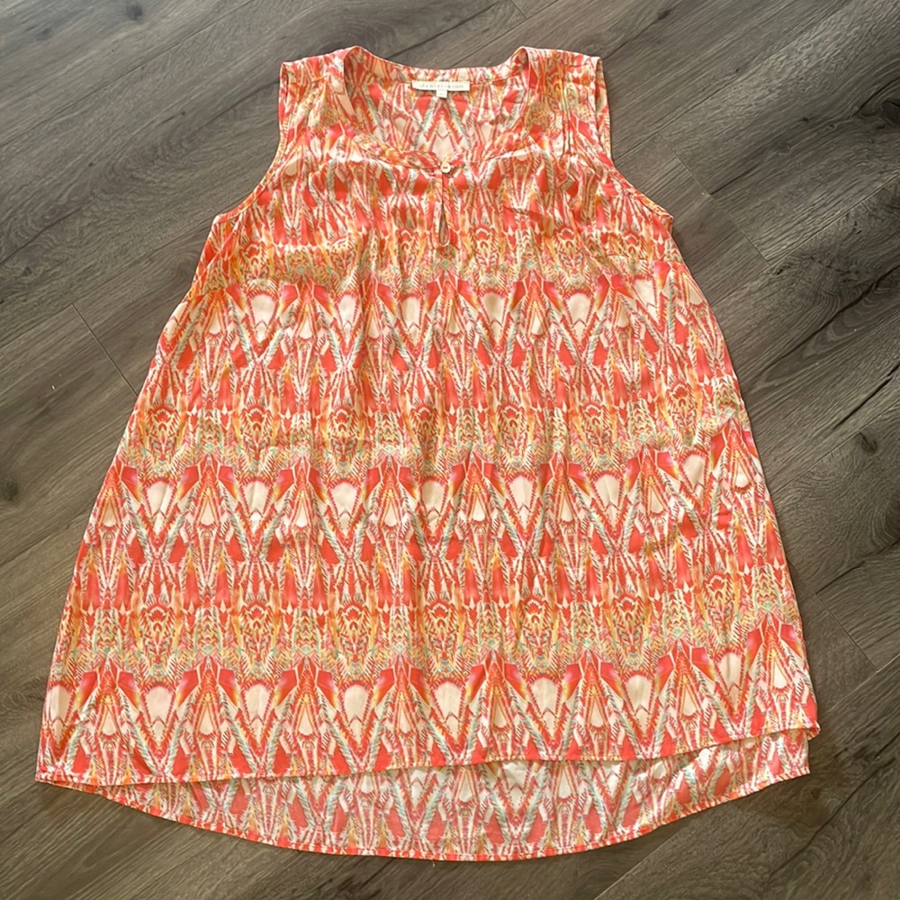 💚Daniel Rainn size 1X, orange/peach sleeveless top, cute stylish spring summer